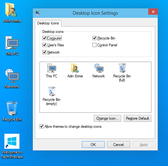 windows 10 icons on desktop